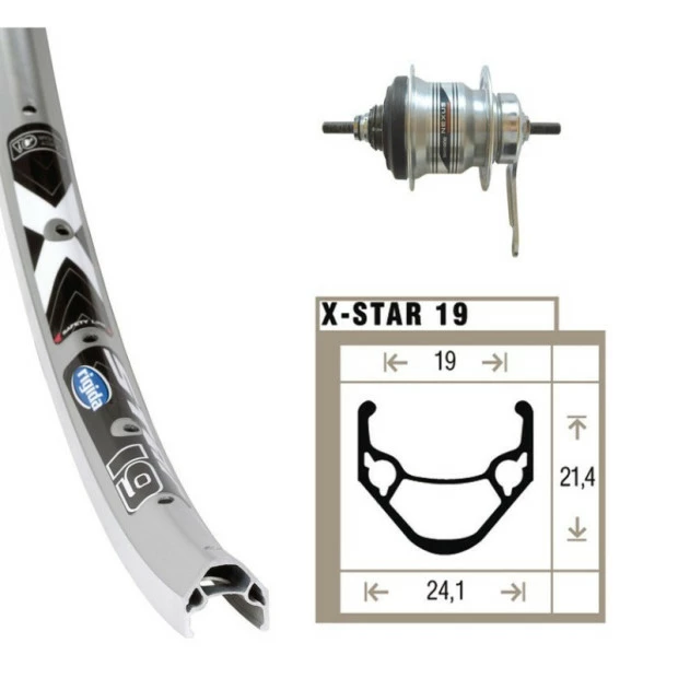 Shimano / Ryde Roue Arrière Shimano/Rigida Nexus 7 V 24' - Rétropédalage