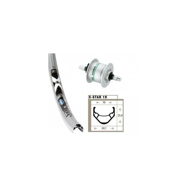 Xxcycle Roue Dynamo 20' Shimano DH3N20 Rigida X-Star 19 (406-19) Argent