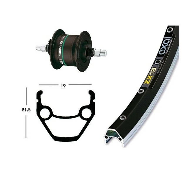 Xxcycle Roue Dynamo 26' Shimano DH3N20 Exal ZX 19 Noir (559-19)