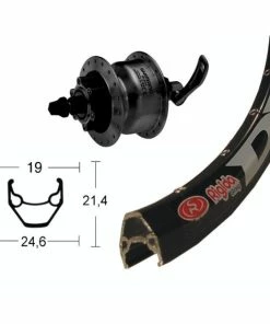 Shimano / Ryde Roue Moyeu Dynamo 28' Shimano DH-3D30 / Ryde Zac 2000 Noir - 622/19