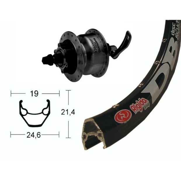 Shimano / Ryde Roue Moyeu Dynamo 28' Shimano DH-3D30 / Ryde Zac 2000 Noir - 622/19