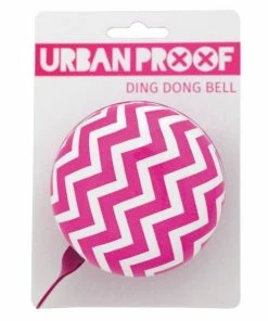 Sonnette Urban Proof Ding Dong Ø8cm Chevrons Rose/Blanc